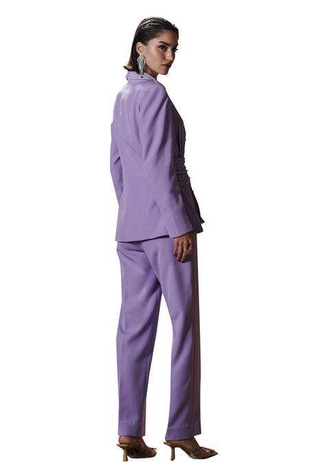 Buy House Of Zeniaa Purple Crepe Stones Aster Goddess Embellished Blazer With Pant Buy_House Of Zeniaa_Purple Crepe Stones Aster Goddess Embellished Blazer With Pant
