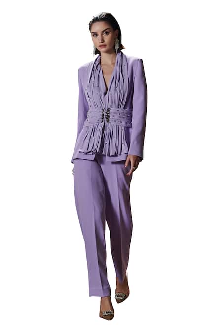 House Of Zeniaa Purple Crepe Stones Aster Goddess Embellished at Aza Fashions House Of Zeniaa_Purple Crepe Stones Aster Goddess Embellished_at_Aza_Fashions