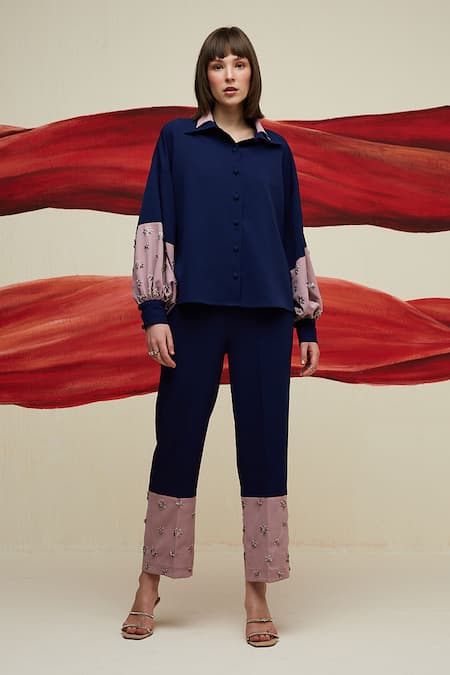 House of Zeniaa Freya Colour Blocked Shirt With Pant 