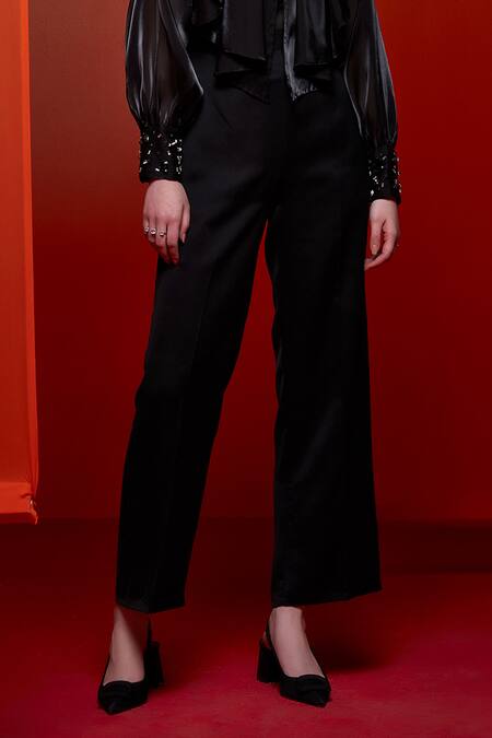 Buy House Of Zeniaa Black Organza Stones Round Neck Miss Birdy Top Online at Aza Fashions Buy_House Of Zeniaa_Black Organza Stones Round Neck Miss Birdy Top_Online_at_Aza_Fashions