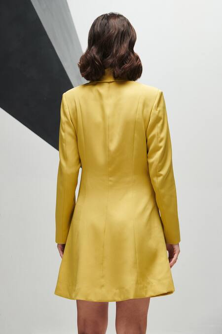 Shop House Of Zeniaa Green Crepe Sequins Collared Brooklyn Blazer Dress at Aza Fashions Shop_House Of Zeniaa_Green Crepe Sequins Collared Brooklyn Blazer Dress_at_Aza_Fashions