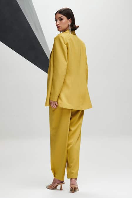 Shop House Of Zeniaa Green Crepe Stones Plunge Neck True Lime Waistcoat With Pant at Aza Fashions Shop_House Of Zeniaa_Green Crepe Stones Plunge Neck True Lime Waistcoat With Pant_at_Aza_Fashions