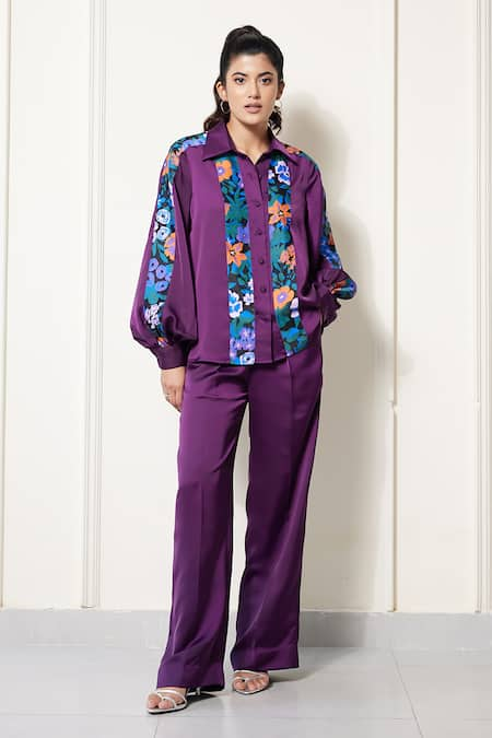 House of Zeniaa Amor Bloom Panel Printed Shirt & Pant Co-ord Set 