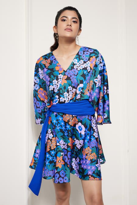 House of Zeniaa Kohl Floral Print Wrap-Around Dress 