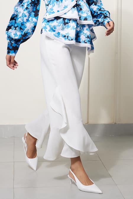 Buy House Of Zeniaa Blue Silk, Satin Lace Round Neck Camilla Floral Print Top And Pant Set Online at Aza Fashions Buy_House Of Zeniaa_Blue Silk, Satin Lace Round Neck Camilla Floral Print Top And Pant Set_Online_at_Aza_Fashions