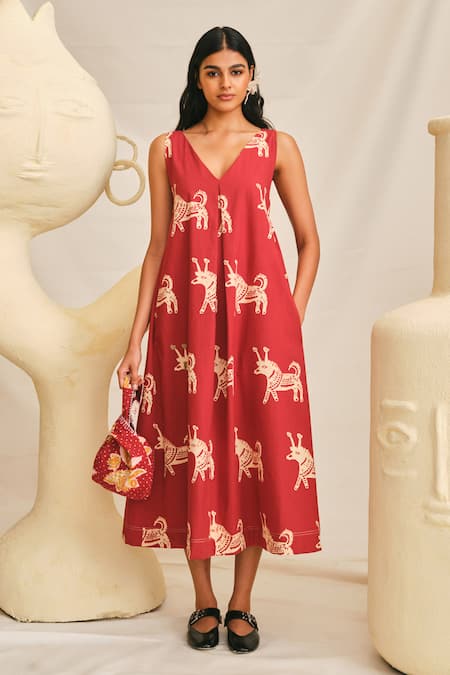 Jodi Gond Folk Art Print Dress 