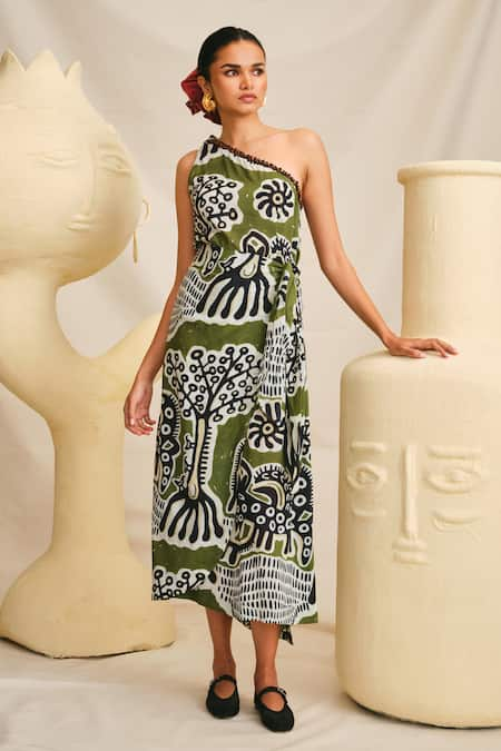 Jodi Sohrai One Shoulder Print Dress 