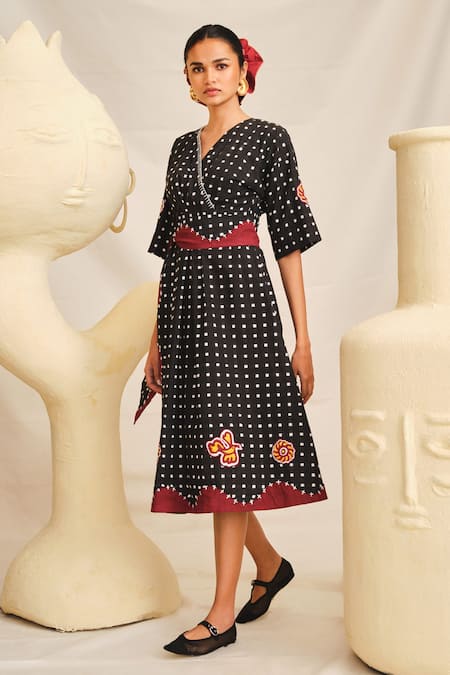 Jodi Pipli Checkered Applique Dress 