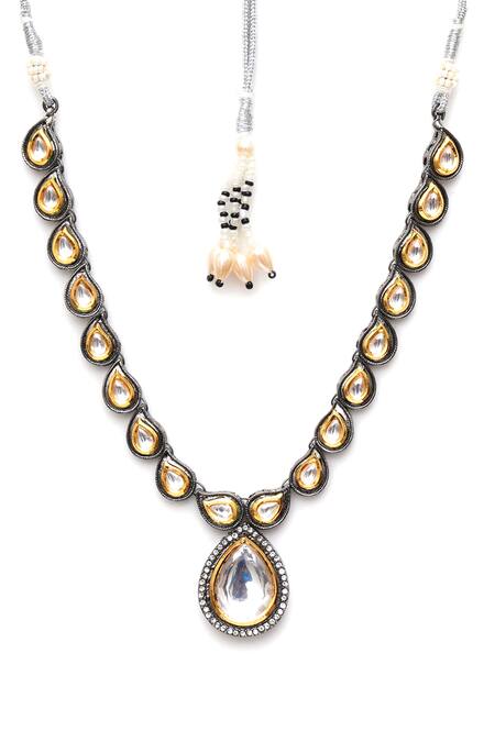 Ruby Raang Silver Plated Kundan Embellished Necklace Online at Aza Fashions Ruby Raang_Silver Plated Kundan Embellished Necklace _Online_at_Aza_Fashions