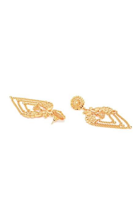 Buy Ruby Raang Gold Plated Peacock Motif Carved Layered Earrings Online at Aza Fashions Buy_Ruby Raang_Gold Plated Peacock Motif Carved Layered Earrings_Online_at_Aza_Fashions