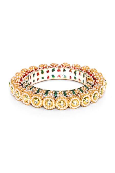 Buy_Ruby Raang_Multi Color Imitation Diamonds Meenakari Bangle_Online_at_Aza_Fashions