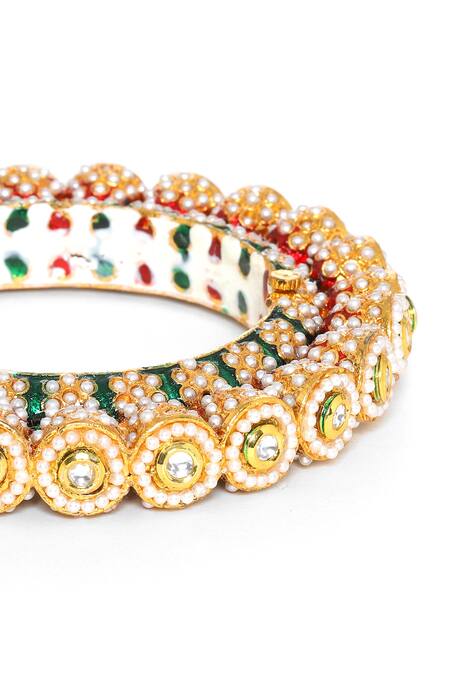 Shop_Ruby Raang_Multi Color Imitation Diamonds Meenakari Bangle_Online_at_Aza_Fashions