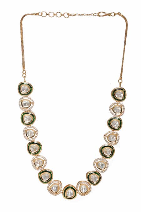 Ruby Raang_Gold Plated Meenakari Work Choker _Online_at_Aza_Fashions