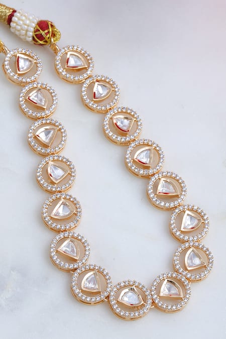 Shop_Ruby Raang_Gold Plated Patti Shaped Choker _at_Aza_Fashions