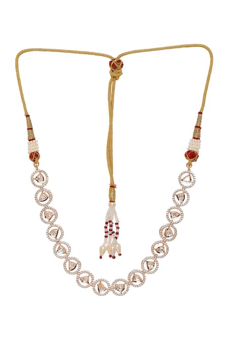 Ruby Raang_Gold Plated Patti Shaped Choker _Online_at_Aza_Fashions