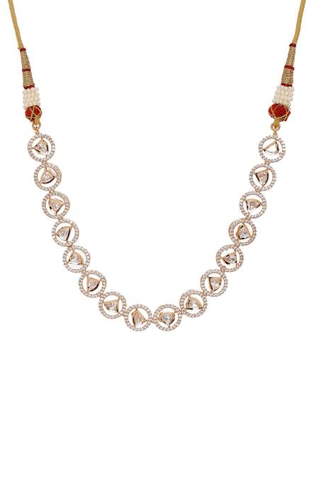 Buy_Ruby Raang_Gold Plated Patti Shaped Choker _Online_at_Aza_Fashions