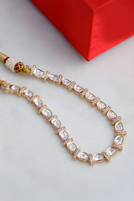 Shop_Ruby Raang_Gold Plated American Diamond Embellished Choker _at_Aza_Fashions