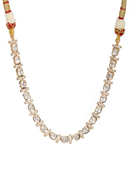 Shop_Ruby Raang_Gold Plated American Diamond Embellished Choker _Online_at_Aza_Fashions