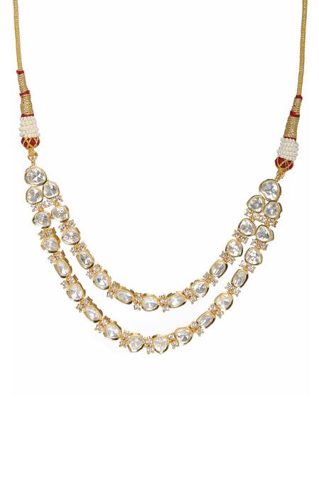 Buy_Ruby Raang_Gold Plated Layered Kundan Embellished Choker 