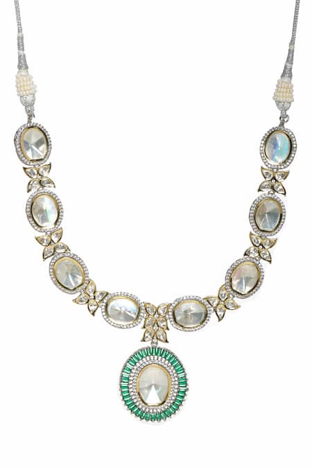 Buy_Ruby Raang_Silver Plated Geometric Pendant Necklace _Online_at_Aza_Fashions