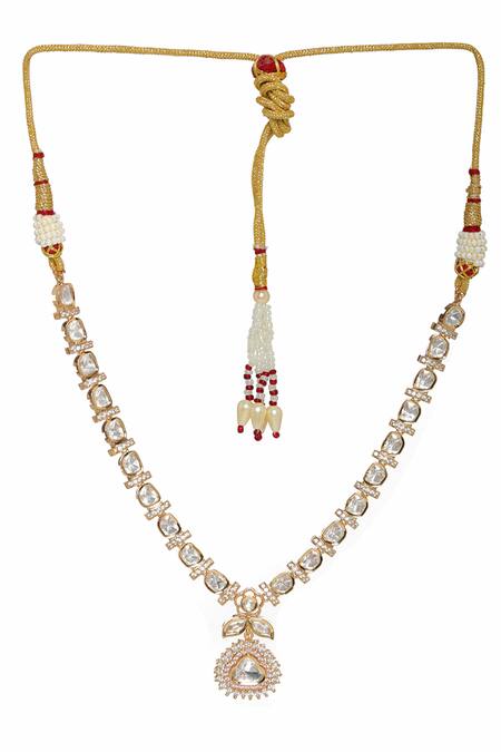 Buy_Ruby Raang_Gold Plated Floret Pendant Necklace _Online_at_Aza_Fashions