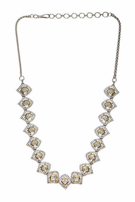 Buy Ruby Raang Silver Plated American Diamond Embellished Necklace Online at Aza Fashions Buy_Ruby Raang_Silver Plated American Diamond Embellished Necklace _Online_at_Aza_Fashions