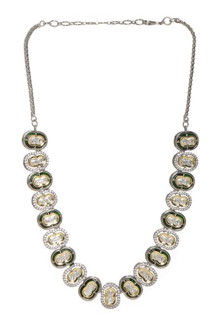 Ruby Raang_Silver Plated Mufli Embellished Choker _Online_at_Aza_Fashions