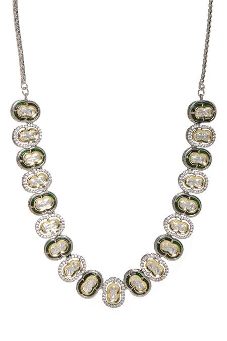 Buy_Ruby Raang_Silver Plated Mufli Embellished Choker _Online_at_Aza_Fashions