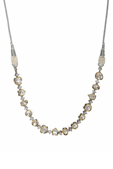 Shop_Ruby Raang_Silver Plated Abstract Cutwork Choker _Online_at_Aza_Fashions