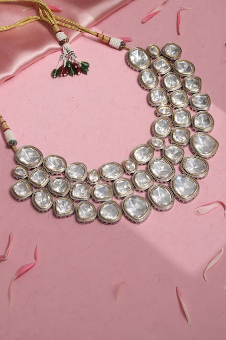 Shop_Ruby Raang_Silver Plated Maharani Layered Choker _at_Aza_Fashions