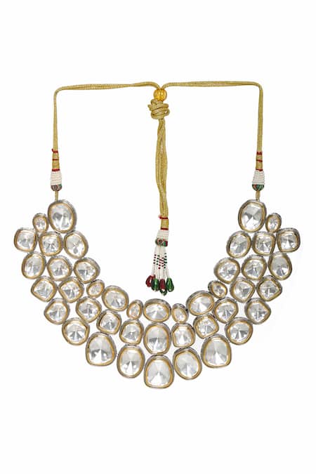 Ruby Raang_Silver Plated Maharani Layered Choker _Online_at_Aza_Fashions