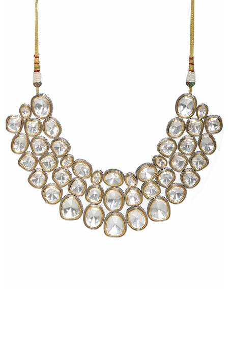 Buy_Ruby Raang_Silver Plated Maharani Layered Choker _Online_at_Aza_Fashions