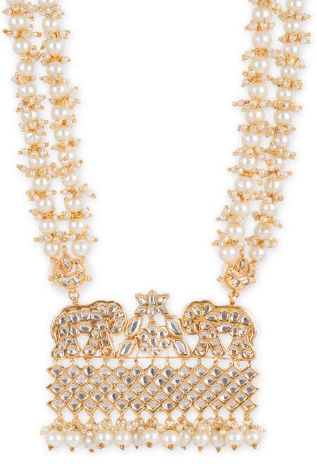 Buy Ruby Raang Gold Plated Elephant Carved Pendant Necklace Online at Aza Fashions Buy_Ruby Raang_Gold Plated Elephant Carved Pendant Necklace _Online_at_Aza_Fashions