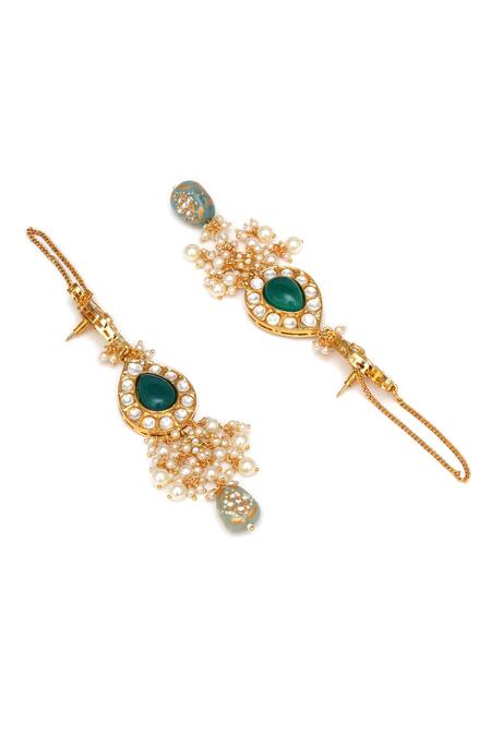 Buy_Ruby Raang_Gold Plated Pearls, Stones Bahar Kundan And Embellished Jewellery Set