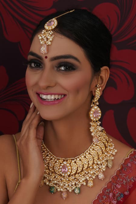 Ruby Raang Gullista Kundan & Stone Embellished Jewellery Set 