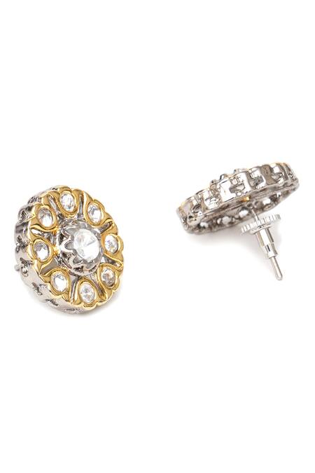 Ruby Raang Silver Plated Imitation Diamonds Petal Bloom Kundan Choker With Studs Online at Aza Fashions Ruby Raang_Silver Plated Imitation Diamonds Petal Bloom Kundan Choker With Studs _Online_at_Aza_Fashions