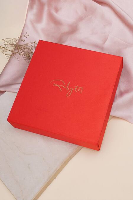 Ruby Raang_Grey Stones, Zari Phool Kundan Long Necklace With Earrings _at_Aza_Fashions