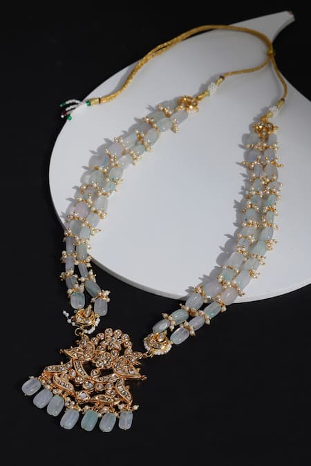 Shop Ruby Raang Gold Plated Kundan Embellished Pendant Necklace at Aza Fashions Shop_Ruby Raang_Gold Plated Kundan Embellished Pendant Necklace _at_Aza_Fashions