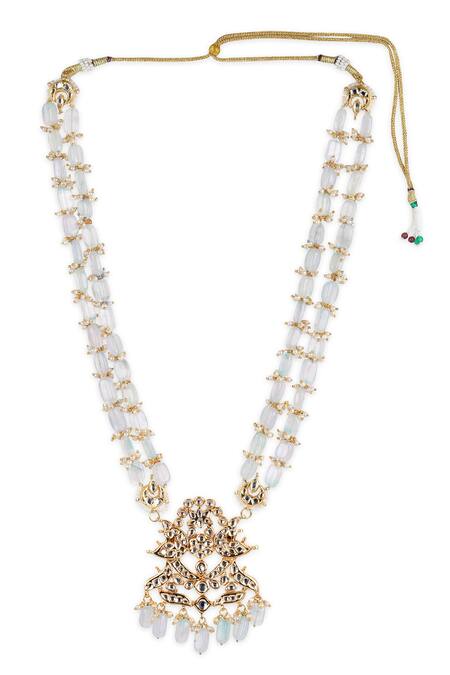 Shop Ruby Raang Gold Plated Kundan Embellished Pendant Necklace Online at Aza Fashions Shop_Ruby Raang_Gold Plated Kundan Embellished Pendant Necklace _Online_at_Aza_Fashions