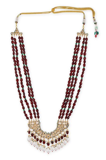 Buy Ruby Raang Maroon Kundan Studded Pendant Necklace Online at Aza Fashions Buy_Ruby Raang_Maroon Kundan Studded Pendant Necklace _Online_at_Aza_Fashions