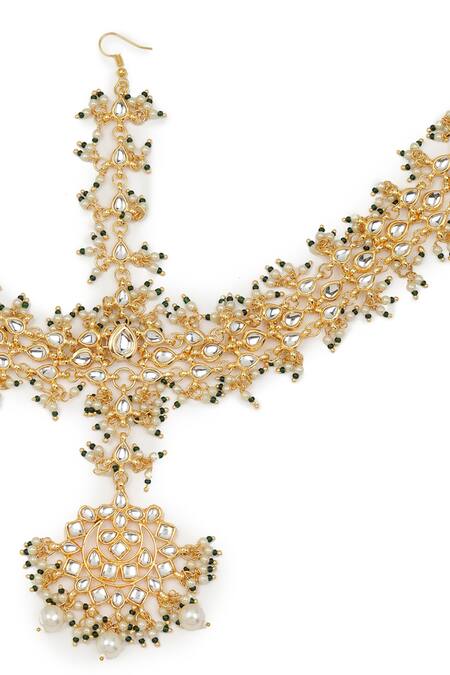 Buy Ruby Raang Gold Plated Kundan Embellished Mathapatti Online at Aza Fashions Buy_Ruby Raang_Gold Plated Kundan Embellished Mathapatti _Online_at_Aza_Fashions