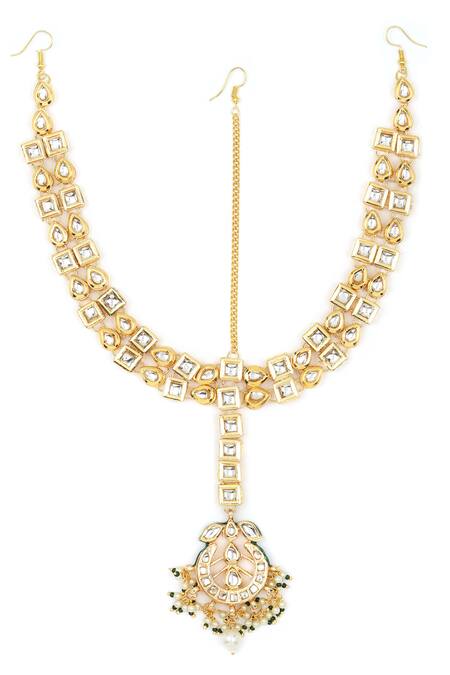 Ruby Raang Gold Plated Kundan Embellished Mathapatti Online at Aza Fashions Ruby Raang_Gold Plated Kundan Embellished Mathapatti _Online_at_Aza_Fashions