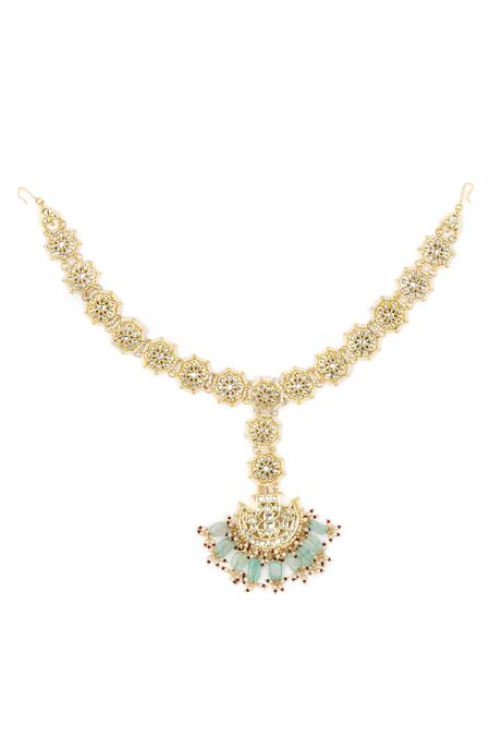 Ruby Raang Gold Plated Kundan Embellished Mathapatti Online at Aza Fashions Ruby Raang_Gold Plated Kundan Embellished Mathapatti _Online_at_Aza_Fashions