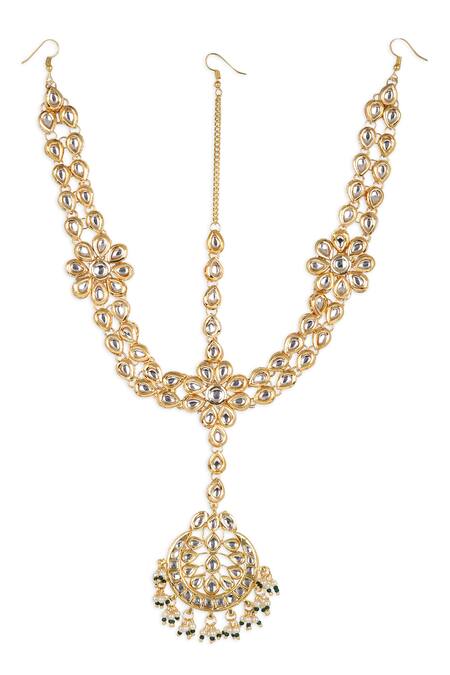 Ruby Raang Gold Plated Kundan Embellished Mathapatti Online at Aza Fashions Ruby Raang_Gold Plated Kundan Embellished Mathapatti _Online_at_Aza_Fashions