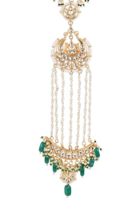 Buy Ruby Raang Gold Plated Kundan And Bead Embellished Braid Online at Aza Fashions Buy_Ruby Raang_Gold Plated Kundan And Bead Embellished Braid _Online_at_Aza_Fashions