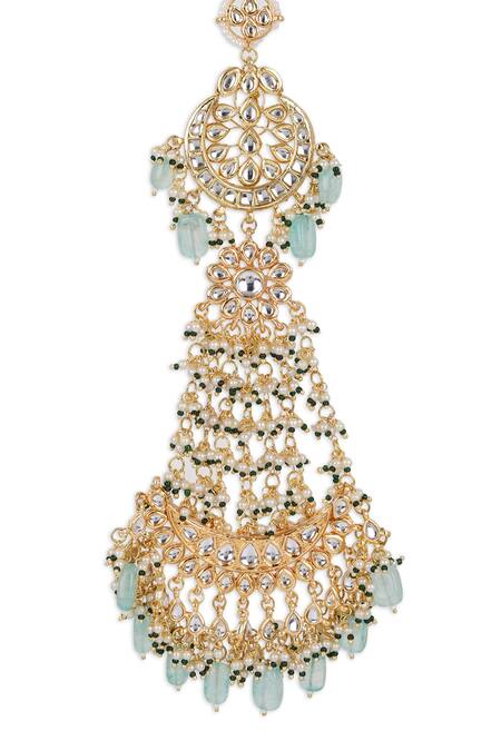 Buy Ruby Raang Gold Plated Bead And Kundan Embellished Braid Online at Aza Fashions Buy_Ruby Raang_Gold Plated Bead And Kundan Embellished Braid _Online_at_Aza_Fashions