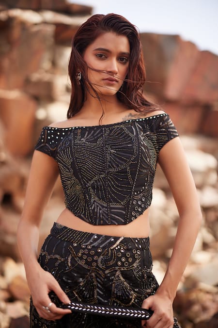 Mishru Anika Embroidered Top & Flared Pant Set 