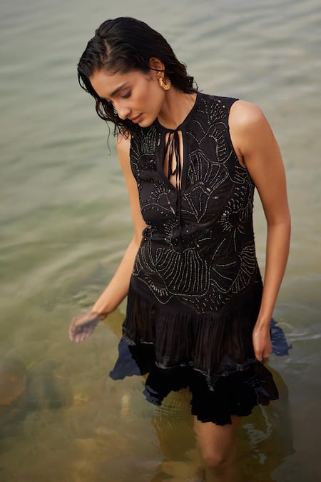 Mishru Ela Sea Embroidered Tiered Dress 