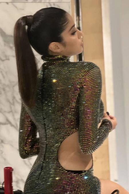 Buy Itrh Black Net Crystals High Neck Eden Rainbow Embellished Gown Online at Aza Fashions Buy_Itrh_Black Net Crystals High Neck Eden Rainbow Embellished Gown _Online_at_Aza_Fashions