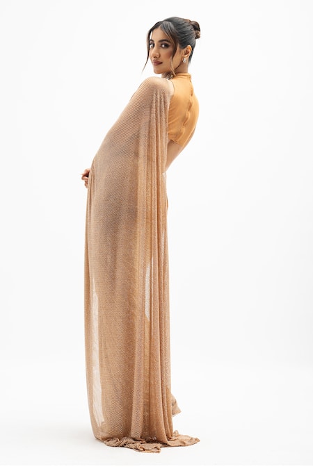 Itrh Margot Crystal Embellished Pre-Draped Saree With Blouse 